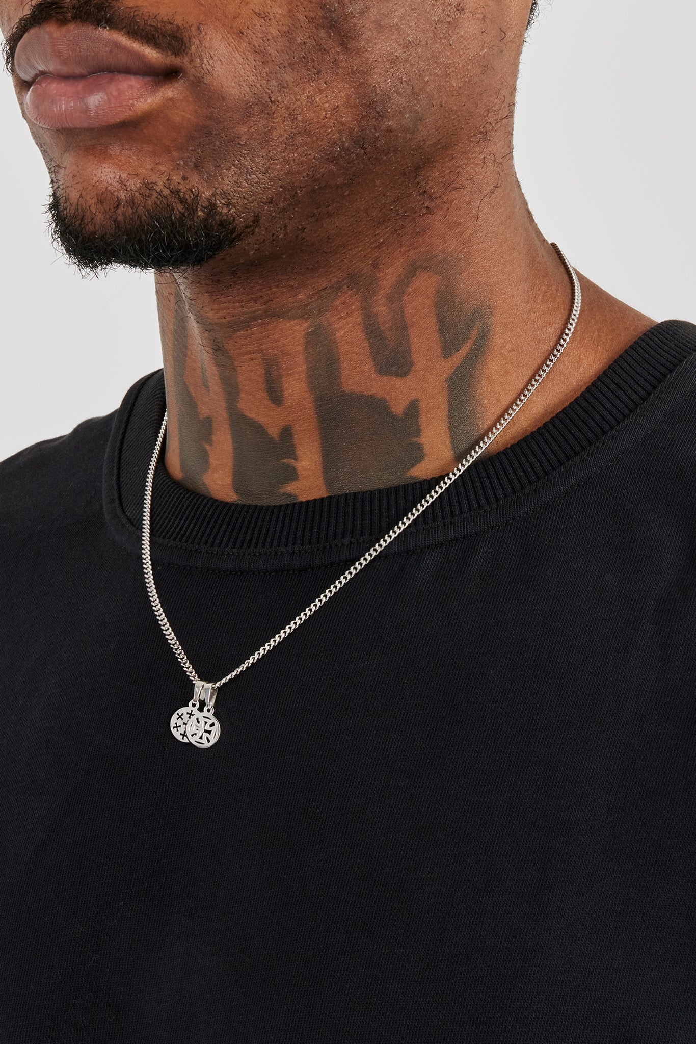 Polished Double Cross Disc Necklace - 10mm